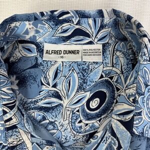 Alfred Dunner Womens Blue Floral Button Down Short Sleeve Shirt Size 16